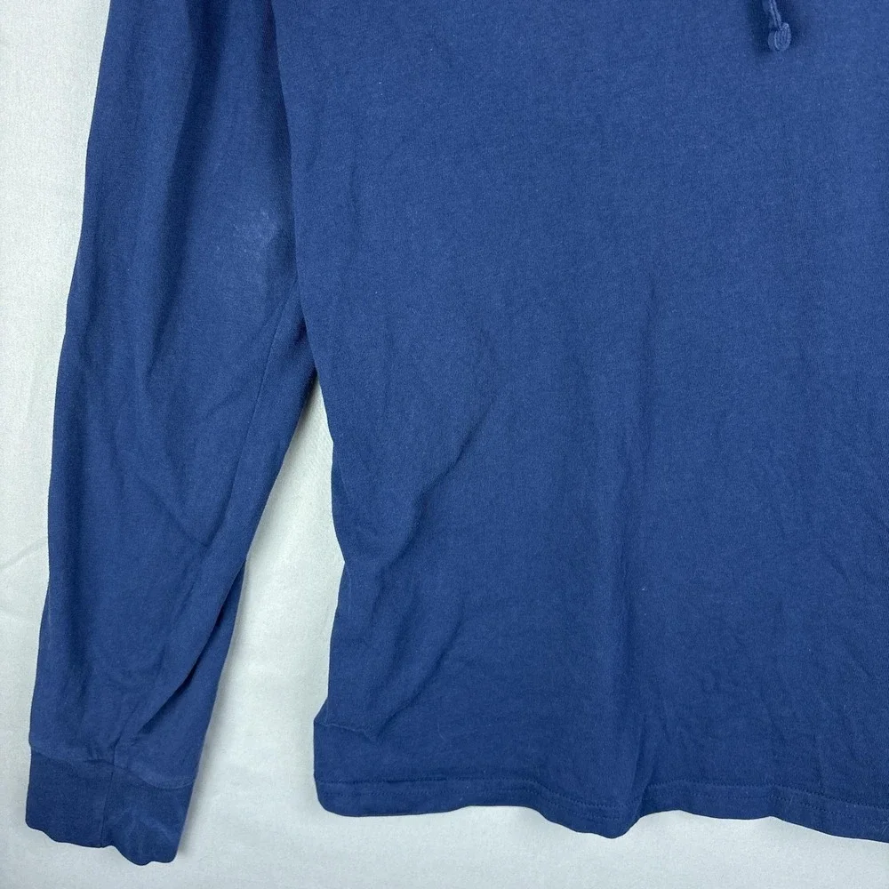 Polo Ralph Lauren Long Sleeve Hooded Shirt Mens Medium‎ Pima Cotton Navy Blue
